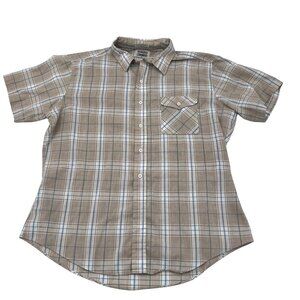 Levis Mens Tan Plaid Short Sleeve Shirt XL Button-Up Vintage‎